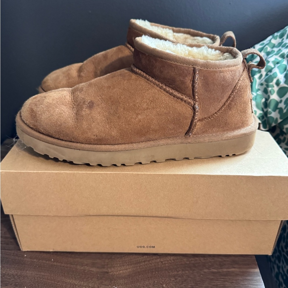 UGG Brown Suede Shearling-Lined Ankle Boots